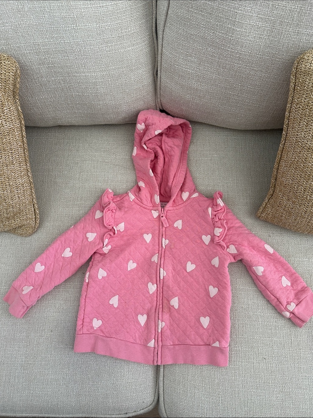 Carter's Pink Quilted Hoodie with White Hearts
